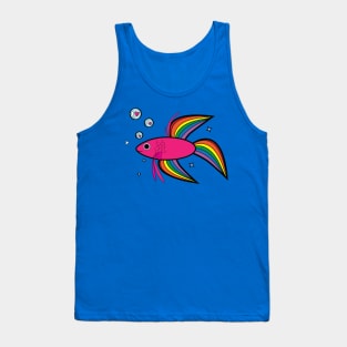 Rainbow Betta Fish with Heart-Filled Bubbles Tank Top